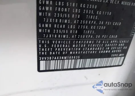 2022 Volkswagen Tiguan 2.0T Se из США, поврежденный, VIN 3VV3B7AX3NM169835